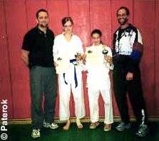 Karate-Weltmeister Marc Haubold, Janna, Malina und Coach Axel